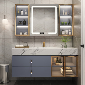 Modern Floor Standing Bathroom <b>Vanity</b> With <b>Led</b> <b>Mirror</b> Ceramic Basin 60 In MDF Contemporary Design White Finish - Product Image 4