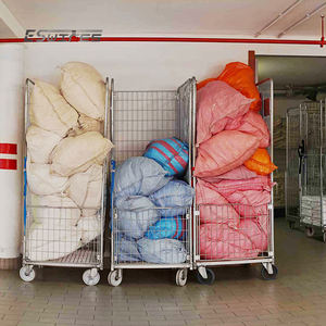 उच्च गुणवत्ता वाली गैल्वेनाइज्ड धातु परिवहन रोलिंग स्टील ट्रॉली जाल लॉन्ड्री - Product Image 4