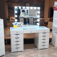 En stock aux États-Unis, commode luxueuse Docarelife à 13 tiroirs, en bois MDF, table de toilette moderne pour chambre à coucher avec miroir à LED