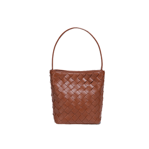 Bolsos de señora tejidos de alta calidad vintage personalizados al por mayor, bolsos tejidos de gran capacidad para mujer, bolsos tipo cubo de piel auténtica - Product Image 1