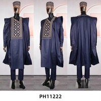 Costume décontracté pour homme de style ethnique africain, taille L-4XL, chemise à manches longues à col rond, pantalon décontracté, ensemble 2 pièces