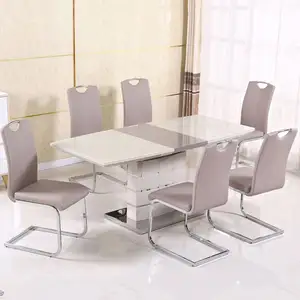 Modern Luxury Dining Tables Set Glass Dining Room Furniture Kitchen Restaurant Extendable Dining Tables