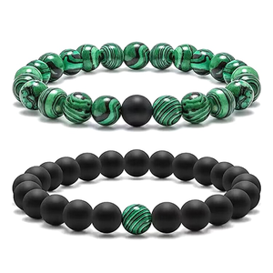 Bracelet en agate et malachite, bijoux en <span class=keywords><strong>pierre</strong></span> naturelle polie pour l'équilibre et la mise à la terre, bracelet en cristal <span class=keywords><strong>de</strong></span> guérison unisexe - Product Image 1