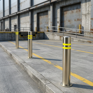 Borne de circulation fixe en acier inoxydable, diamètre 114 mm, avec bande réfléchissante, barrière de sécurité pour allée, trottoir, route - Product Image 6