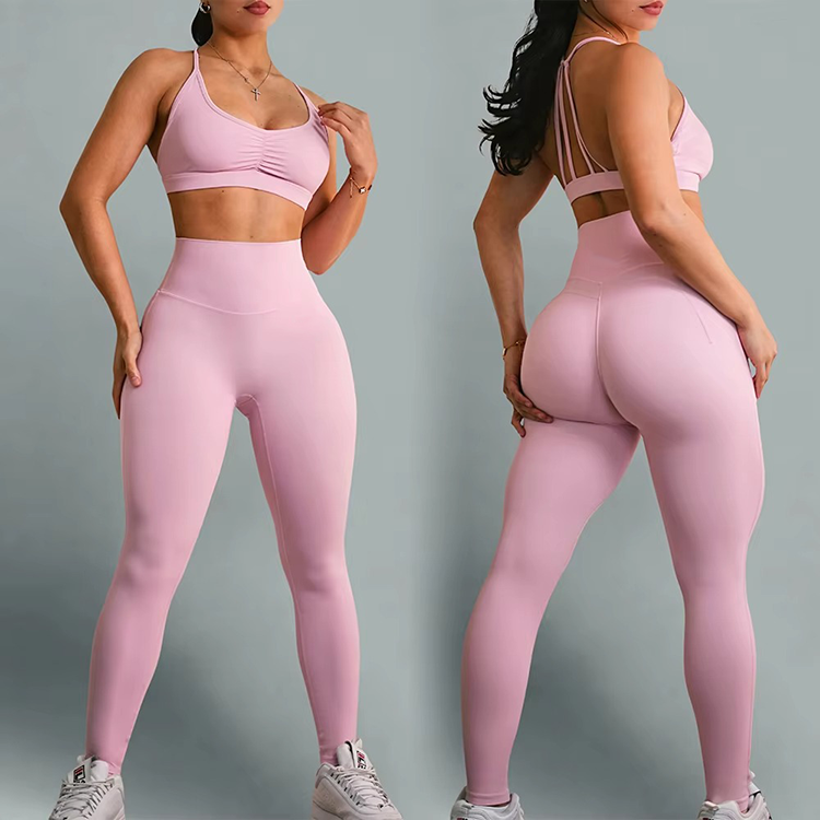 Custom Female Premium Gym Wear Solid Elastic Waist Breathable Quick Dry Women's 1 Piece Long Sleeve Yoga Matching Sets