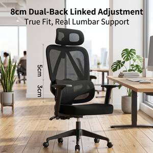 <span class=keywords><strong>Chaise</strong></span> <span class=keywords><strong>de</strong></span> <span class=keywords><strong>bureau</strong></span> ergonomique moderne et abordable en maille avec soutien lombaire réglable pour managers, cadres, personnel, chambre et école - Product Image 4