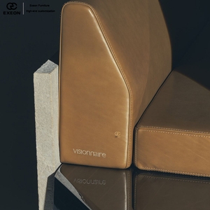Ensemble de meubles de salon de luxe avec canapé en cuir véritable sans accoudoirs. Un canapé luxueux de forme irrégulière. - Product Image 3