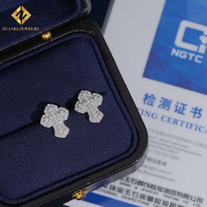 Cross Shape Lab Grown Diamond <b>Stud</b> <b>Earrings</b> Iced Out Cross Cluster <b>Stud</b> <b>Earrings</b> 925 <b>Silver</b> Hip Hop Jewelry for Men Women - Product Image 2