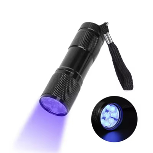 Mini linterna UV de aleación de aluminio, 9 LED, batería AAA, luz ultravioleta de haz ajustable para acampar, 395NM - Product Image 1