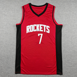 Оптовая продажа высококачественных унисекс-товаров 7 # Комплект баскетбольной формы Хьюстон с термотрансферной печатью Кевина Дюранта, 100% полиэстер, антибактериальный - Product Image 3