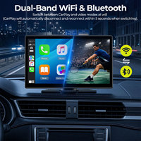 Écran CarPlay sans fil de 9 pouces LAMTTO avec prise en charge des applications NetFlix YouTube, Apple Carplay, Android Auto, navigation avec caméra de recul