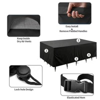 Housse de canapé de jardin anti-poussière et coupe-vent avec ourlet élastique, boucles réglables et fermeture par cordon pour ensemble de sièges de patio