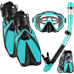 SKTIC 2024 Version Snorkel Set Snorkeling Gear Adults Diving Goggles Mask Dry Top Snorkel And Dive Flippers Kit With Gear Bag