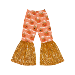 New Styles Halloween Girl Pants Pumpkin Print Kids Children <b>Sequin</b> Bell Bottoms Pants Infants Toddlers Girl Bottoms - Product Image 5
