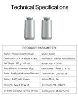 Diffuseur d'arômes automatique portable avec logo personnalisé pour voitures, hôtels, diffuseur de parfum d'ambiance aux huiles essentielles, vaporisateur, fonctionnalités personnalisées