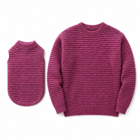 Ensemble de pulls assortis pour propriétaire et animal de compagnie en tricot texturé à anneaux horizontaux teint en masse, personnalisé ODM OEM, vente en gros