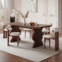 Table à manger rectangulaire de style rétro français moderne, en bois massif, style mid-century, ensemble de meubles de salle à manger pour les petits foyers