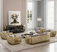Meubles de salon de luxe de design italien, ensemble de canapés en tissu, canapé sectionnel doré