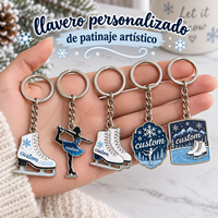 Porte-clés en métal personnalisé pour sport d'hiver, avec émail souple ou dur, motif patin de patinage artistique, flocon de neige, souvenir de tournoi, vente en gros