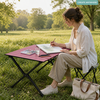 Table pliante portable à pieds croisés en acier au carbone pour la maison, les pique-niques, le camping, le dessin en extérieur et les étudiants