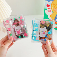 Mini album photo de 3 pouces, classeur transparent à 3 anneaux pour photocartes avec pendentif mignon, support pour photocartes Kpop, livre incluant des pages intérieures