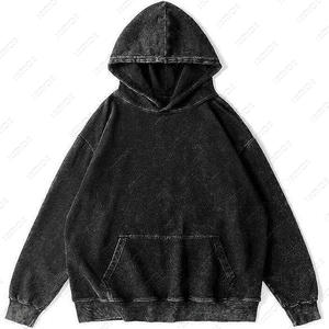 เสื้อฮู้ดดี้ผู้ชายทรงโอเวอร์ไซส์ผ้าฝ้ายหนานุ่มสไตล์วินเทจฟอกสีแบบแอซิดวอช พร้อมลายพิมพ์ กันน้ำและกันลม เหมาะสำหรับฤดูหนาว - Product Image 1