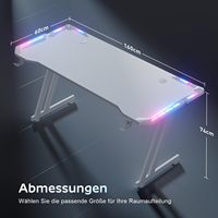 Bureau de jeu à base en Z, grande capacité de charge, entièrement blanc, élégant, facile à assembler, minimaliste, moderne, pour chambre à coucher