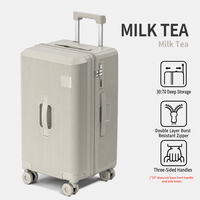 Valise rigide grande capacité pour ordinateur portable avec porte-gobelet pliable, crochet latéral, légère et tendance