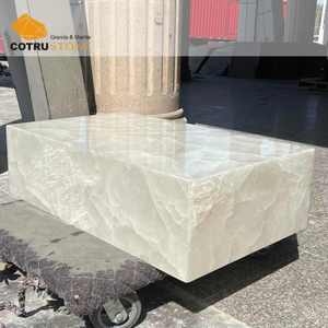 Cristallo Plinth <strong>Coffee</strong> <strong>Table</strong> Marble Decorative Onyx Slab White Marble <strong>Coffee</strong> <strong>Table</strong> <strong>Rectangle</strong> for Living Room Furniture - Product Image 1