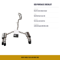 Échappement Catback à valves pour Audi A5 B10 2.0T Quattro, conduite à droite, montage direct, 2025 à 2026, avec quatre embouts noirs et boîtes de valves