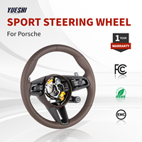Volant sport en cuir pleine fleur avec palettes de changement de vitesse en métal pour Porsche Panamera Cayenne Macan 718 911 Boxster Cayman