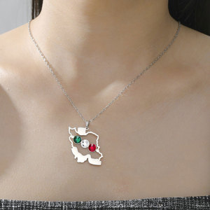 Collier étanche en acier inoxydable doré pour femme, bijoux en diamant, collier 2026 plaqué or 18 carats avec carte de l'Iran pour femme - Product Image 4