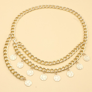 Chaîne de taille rétro en métal tendance avec pendentifs tête de reine, design à double couche et pompons, pour femme, bijoux de fête - Product Image 3