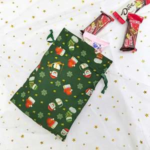 Bolsa de Algodón Ecológica Navideña con Estampado de Dibujos Animados para Manualidades, Embalaje de Joyería, Recuerdos de Fiesta, Regalos de Compras - Product Image 6