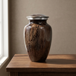 Urne Cinerarie in Alluminio Stile Americano con Finitura in Legno Marrone per Adulti e Animali Domestici, Capacità 3,5 Litri, Forma Rotonda, Biodegradabili - Product Image 4