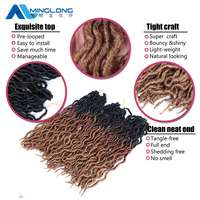 Extensions de cheveux tressés au crochet de 18 pouces, pré-bouclées, style Gypsy Loc, Dreadlocks, Ombre, bouclées et ondulées, pour tresses torsadées, tresses africaines