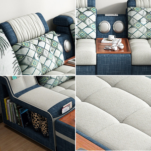 Muebles de Sala de Estar en Oferta, Sofá de Terciopelo <span class=keywords><strong>Azul</strong></span> de 7 Plazas con Diseño Moderno y Elegante, Carga USB, Esquinero Seccional - Product Image 5