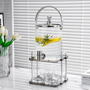 Carafe à eau froide en verre avec robinet, grande capacité, pour jus, boissons, utilisation en fête - Product Image 4