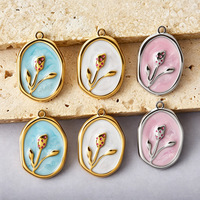 Breloques florales Manna Spring Garden en acier inoxydable émaillé, tulipes et marguerites, pour la fête des mères, cadeau pour maman