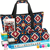 Juego de Mahjong Americano de Lujo para Principiantes, 166 Fichas, Bolsa de Lona con Cierre, Kit de Viaje Portátil de 3 Piezas para 4 Jugadores