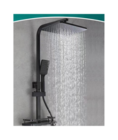 Ensemble de douche pliant en acier inoxydable avec affichage numérique LED noir mat moderne Libert G-14, mitigeur de douche chaud/froid à effet pluie