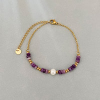Bracelet Minimaliste en Pierres Naturelles, Perles Œil de Tigre, Fausses Perles, Chaîne en Acier Inoxydable, Bijoux Quotidien pour Femme, Vente en Gros