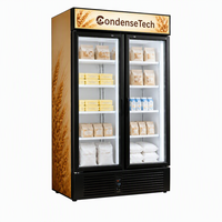 Vitrine de supermarché verticale à porte vitrée, à économie d'énergie, avec refroidissement par air et contrôleur numérique, pour la présentation de produits surgelés