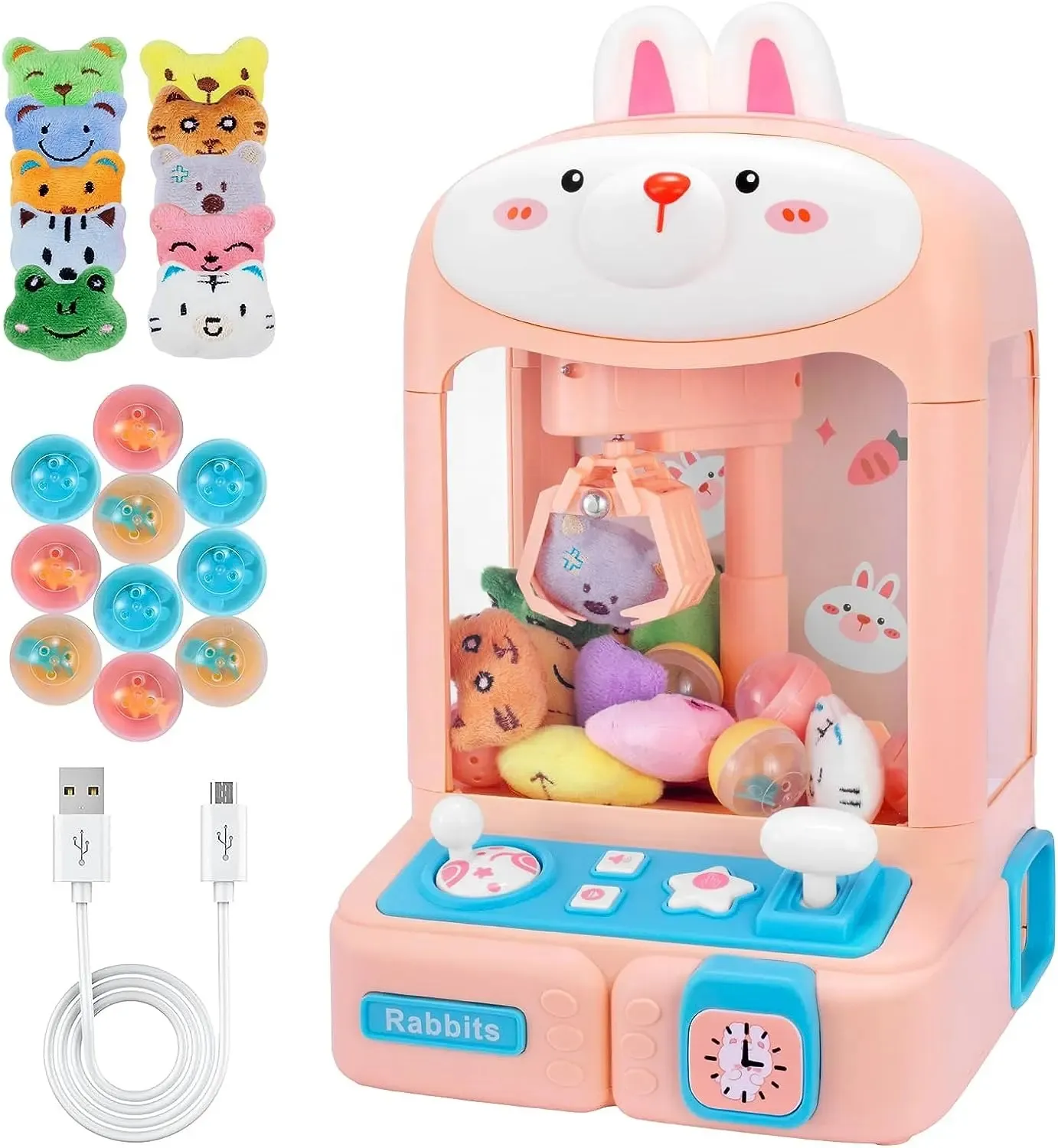 Mini grue pour enfants machine mignon lapin grue machine clip poupée tordu oeuf machine filles jouer maison jouets