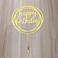 Décoration de gâteau en acrylique Happy Birthday Cake Topper Décorations de gâteaux circulaires et en forme de cœur