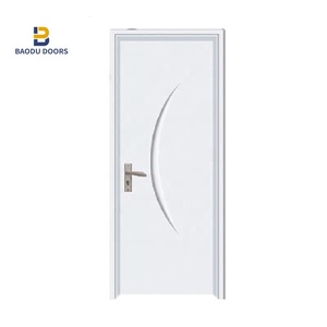 Porte en PVC imitation bois pour intérieur de maison, chambre à coucher, porte en PVC bon marché, porte en PVC à panneau plat - Product Image 3