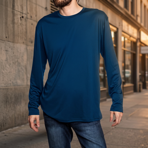 T-shirt de protection solaire à manches longues pour hommes, 100% coton, tissu respirant à séchage rapide, coutures plates, protection solaire pour les sports nautiques actifs, BJJ - Product Image 4