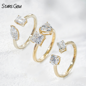 StarsGem Toietmoi Joyería Fina, Anillo de Oro Sólido de 10K con Diamante Cultivado en Laboratorio de Corte Pera Color E de 2.0ct/1.0ct/0.5ct, Engaste Clásico con Puntas - Product Image 2