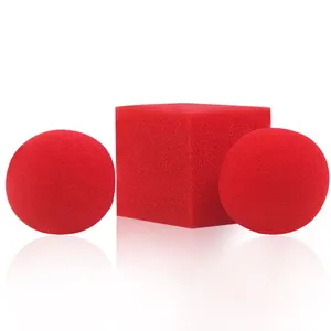 Red Color Sponge Ball to Square Cube Magic Tricks 2 Ball 1 Cube