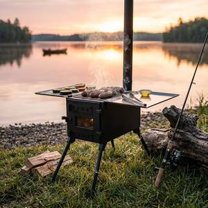 Poêle à bois portable <span class=keywords><strong>de</strong></span> haute qualité pour le camping, le barbecue, la pêche - Poêle <span class=keywords><strong>de</strong></span> tente pliable en acier inoxydable pour les rassemblements en plein air - Product Image 4